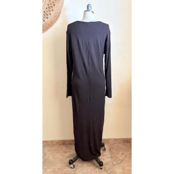VTG Lilith Black Wool Blend Long Sleeve Maxi Dress Made in France Size M/L - Picture 4 of 5